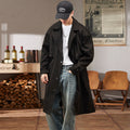 Mens Solid-color Versatile Mid-length Trench Coat