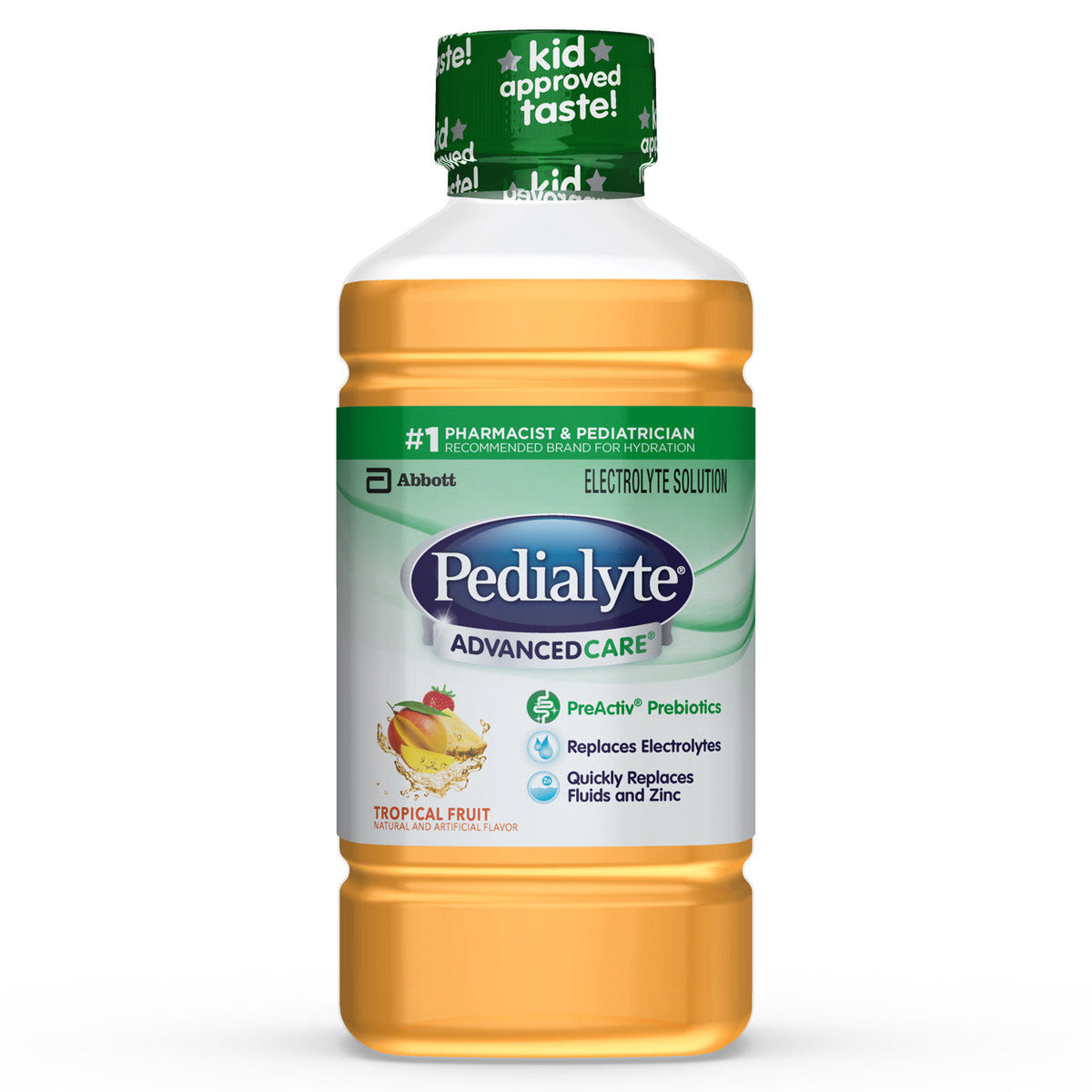 Pedialyte Advanced Care Tropical Fruit Electrolyte Solution, 33.8 Fl Oz