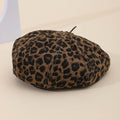 American Retro Leopard Print Fedora Hat For Autumn And Winter, Fashionable And Retro Painter's Hat, Casual Trend, Without Brim