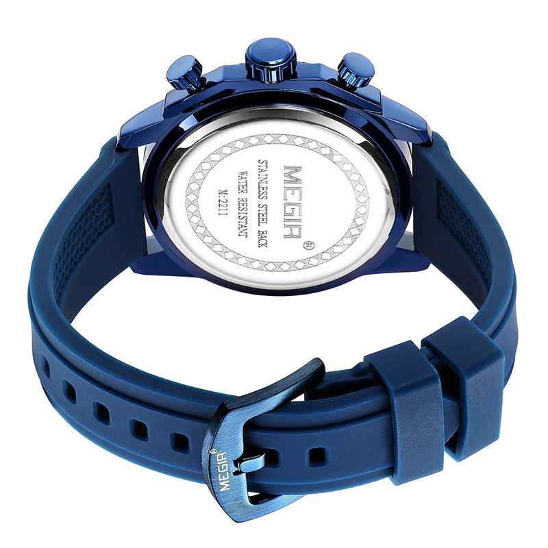 Multifunctional Three-eye Chronograph With Silicone Strap