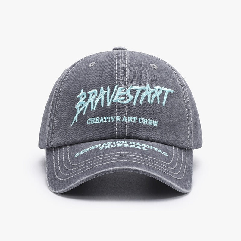 Fashionable Outdoor Versatile Curved Brim Letter Embroidery Men's Flat Tongue Hat Show Face Small Washed Women's Simple Baseball Hat Fashion