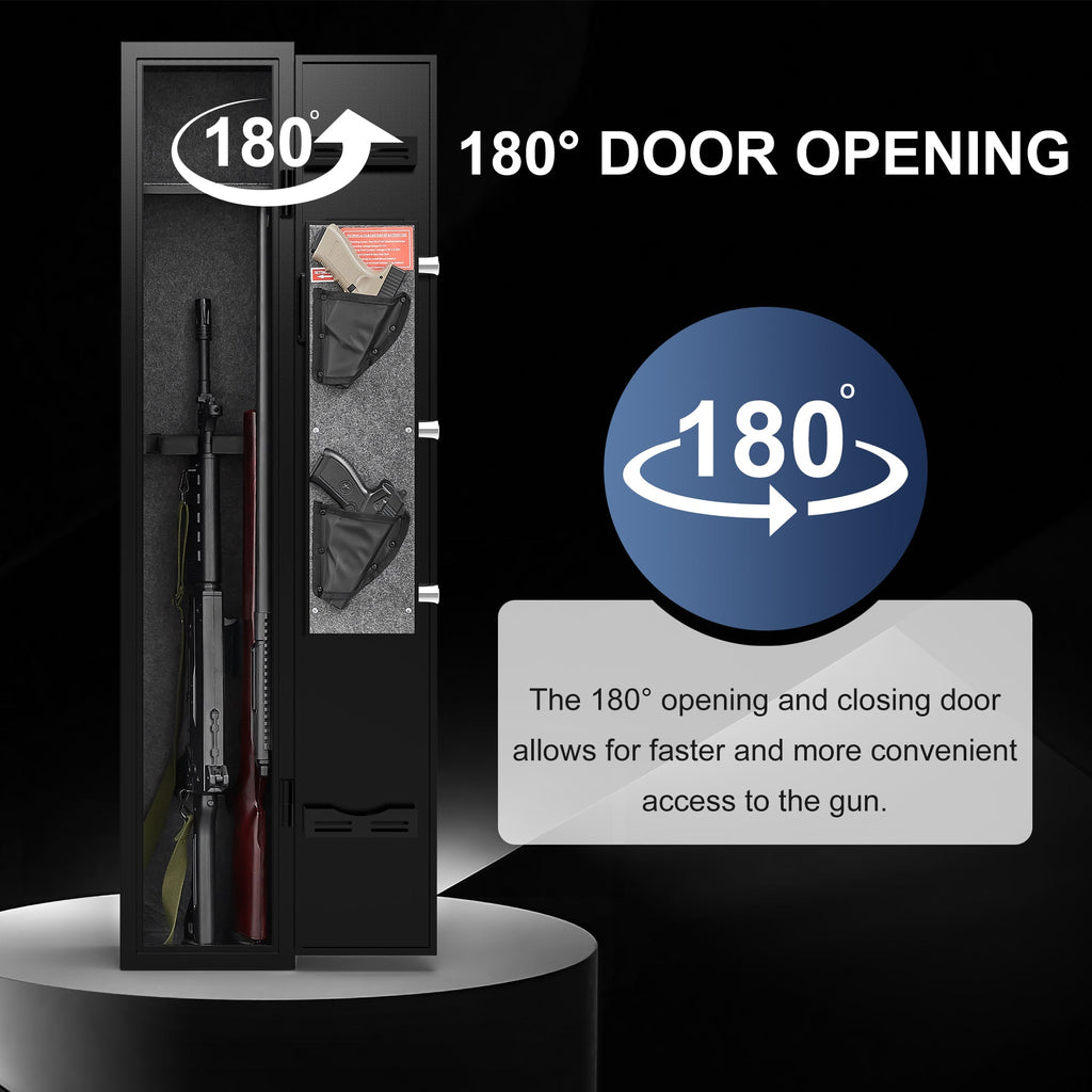 5 gun safes with 3 pistol pockets, quick access biometric adjustable heavy-duty gun rack mounted gun safes