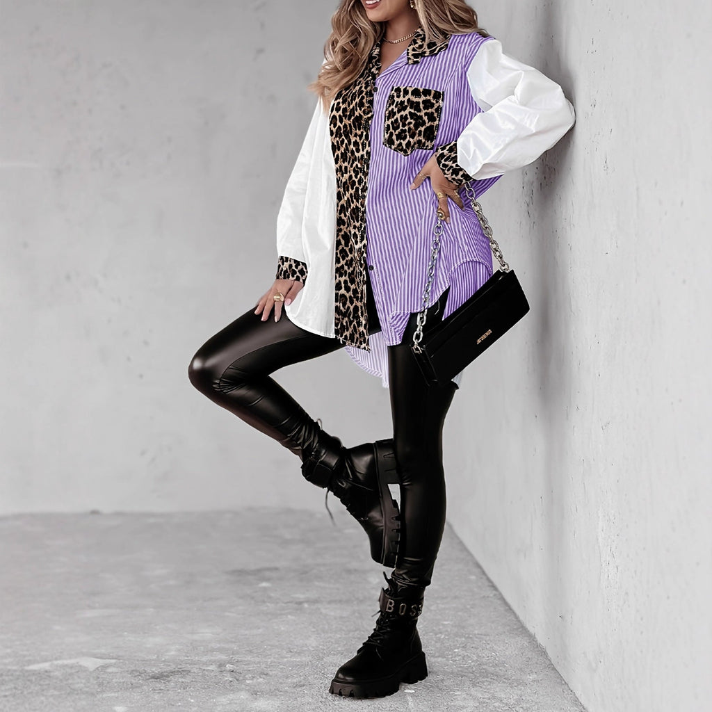 Loose-fitting Casual Long-sleeve Plus-size Shirt