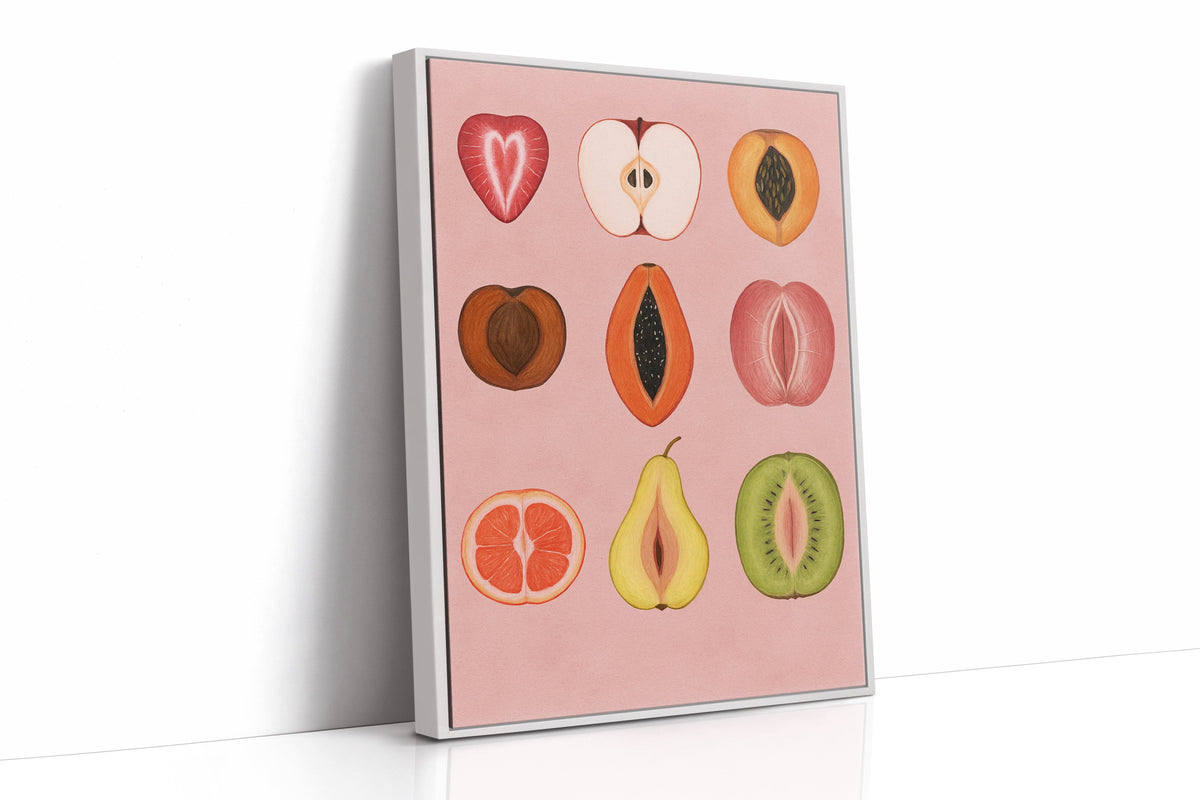Fruits of Love – Feminine Fruit Print on Pink