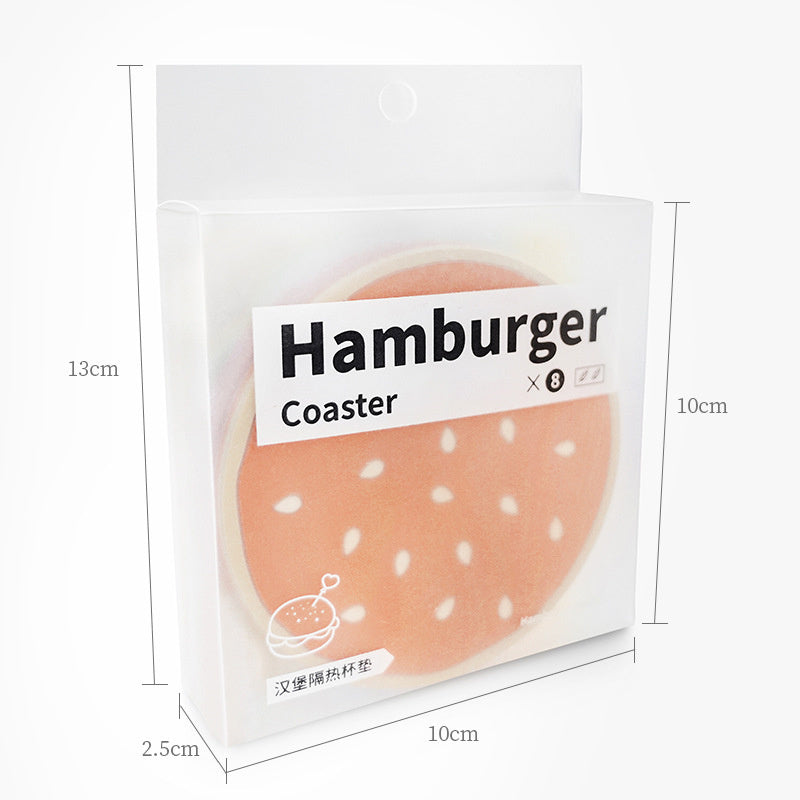 Burger Coaster Set Coffee Cup Insulation Pad 8 Piece Set
