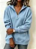 Half-zip Hoodie Laid-back Casual Long-sleeve Sweatshirt