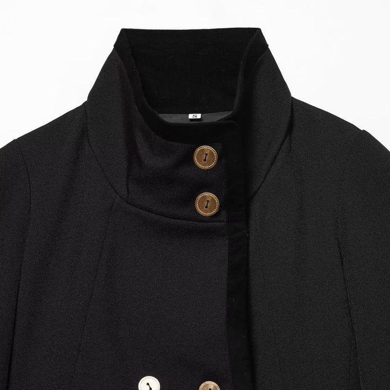 Golden-buttoned Cropped Jacket