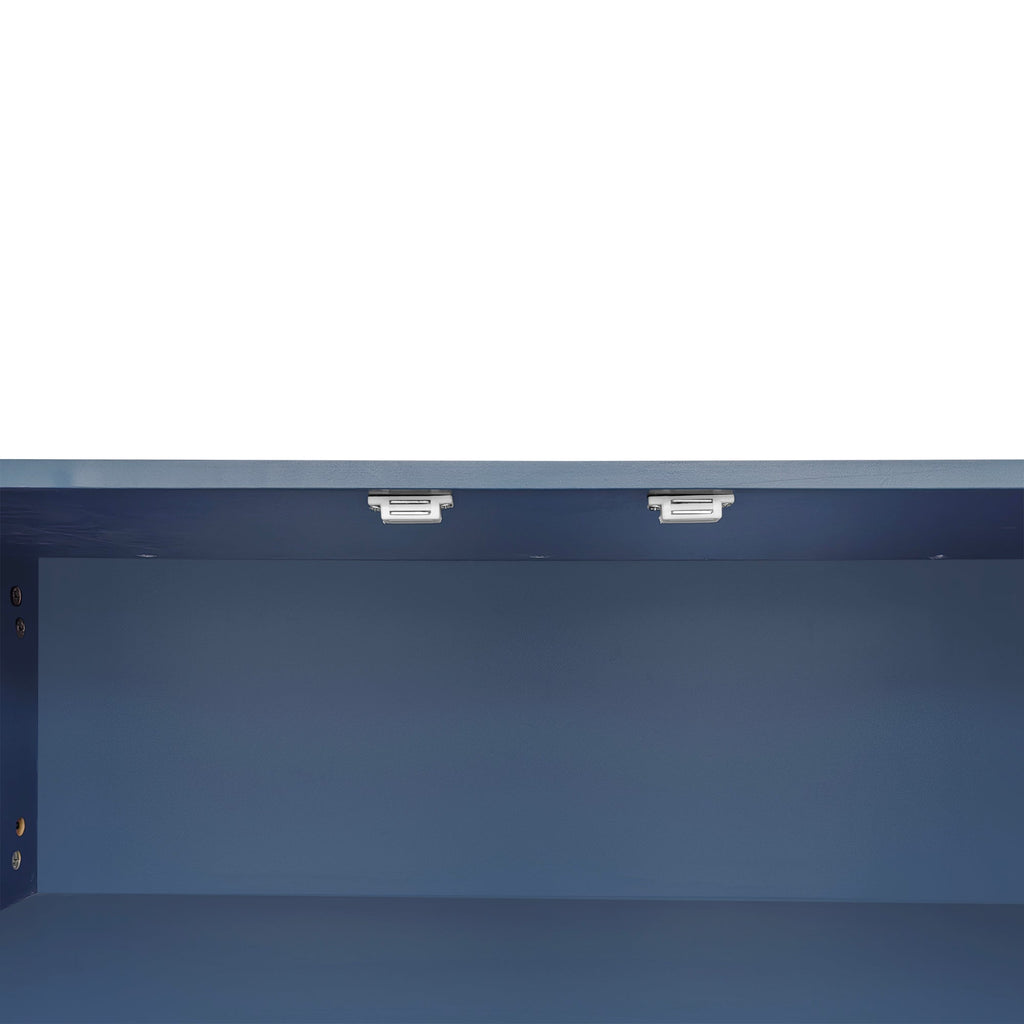 Modern Shoe Storage Bench with Hidden Storage and Upholstered Cushions for Bedside, Living Room and Entryway (Navy)
