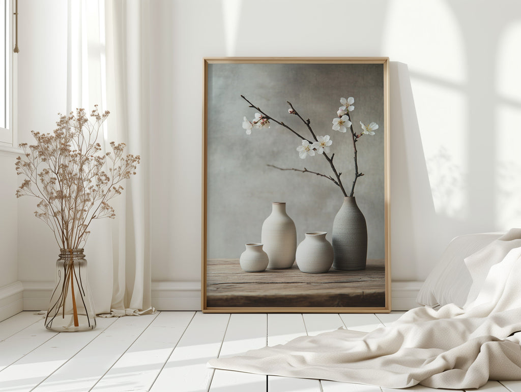 Minimalist Japanese Still Life Print – Zen Aesthetic Home Art