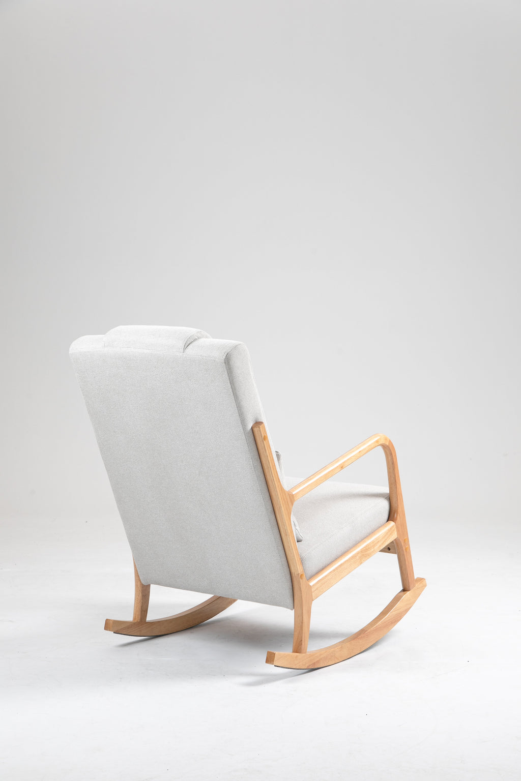 Rocking Chair Upholstered Fabric Rocking Armchair Indoor with High Backrest Glider Chairs and Lumbar Pillow for Living Room