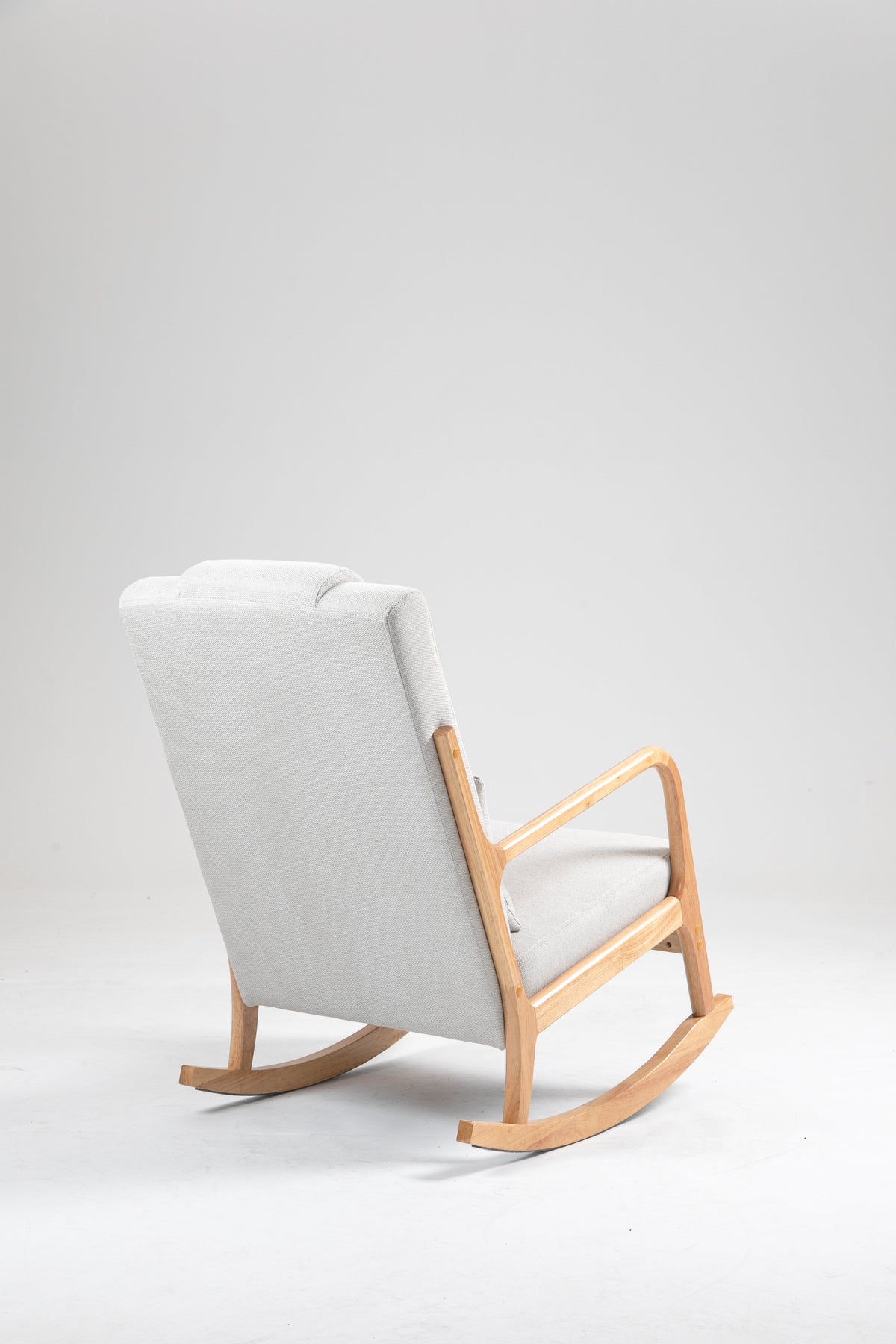 Rocking Chair Upholstered Fabric Rocking Armchair Indoor with High Backrest Glider Chairs and Lumbar Pillow for Living Room