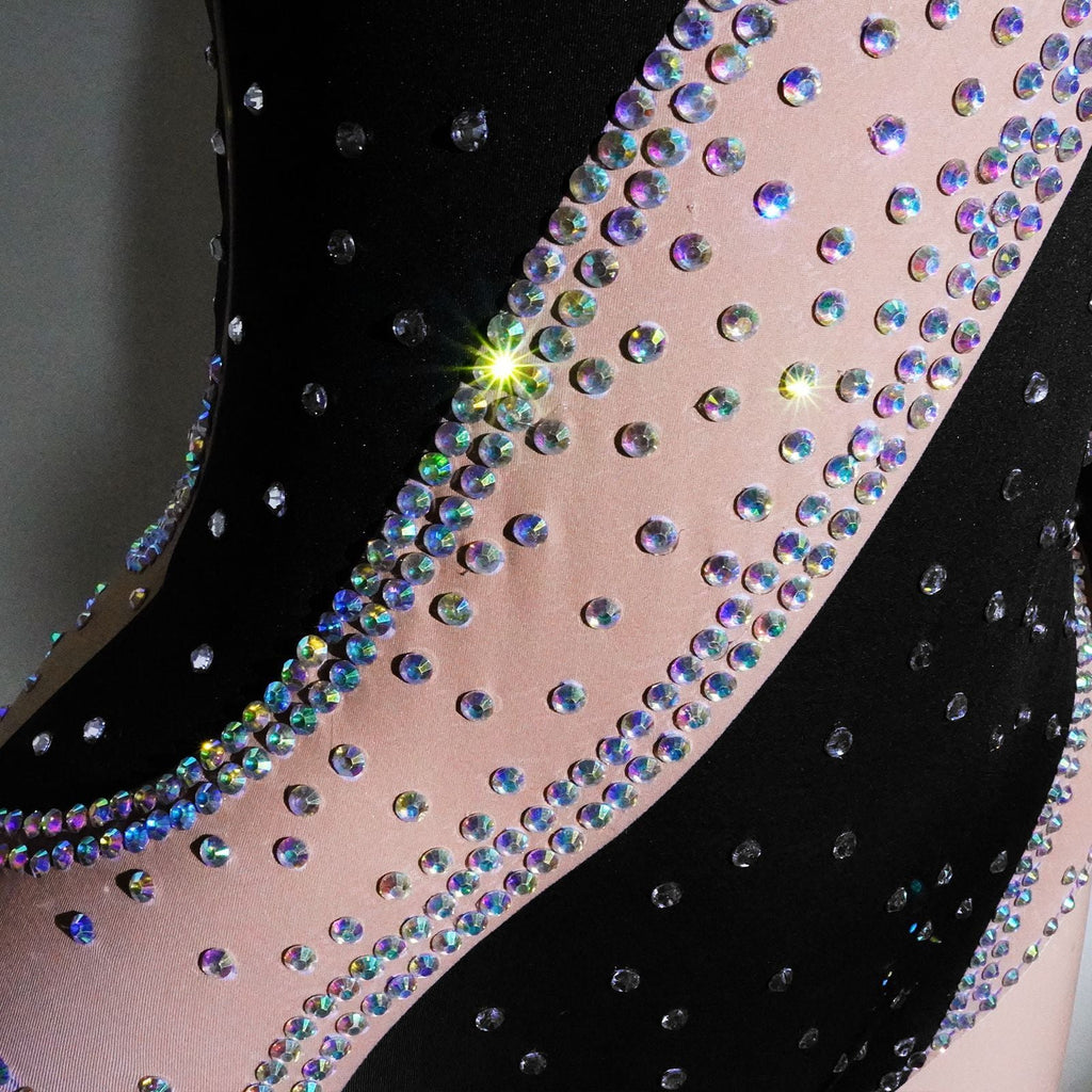Womens Rhinestone Mesh Patchwork Jumpsuit