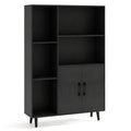4 Inch Floor Bookshelf with 5 Open Compartments and Storage Cabinet-Black