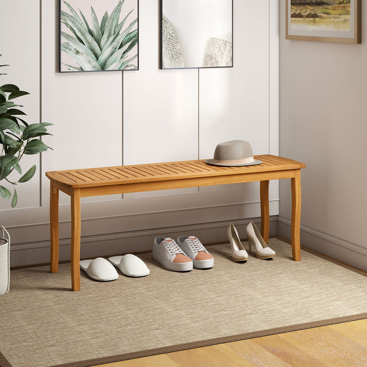 Acacia Wood Outdoor 48" Long Patio Dining Bench