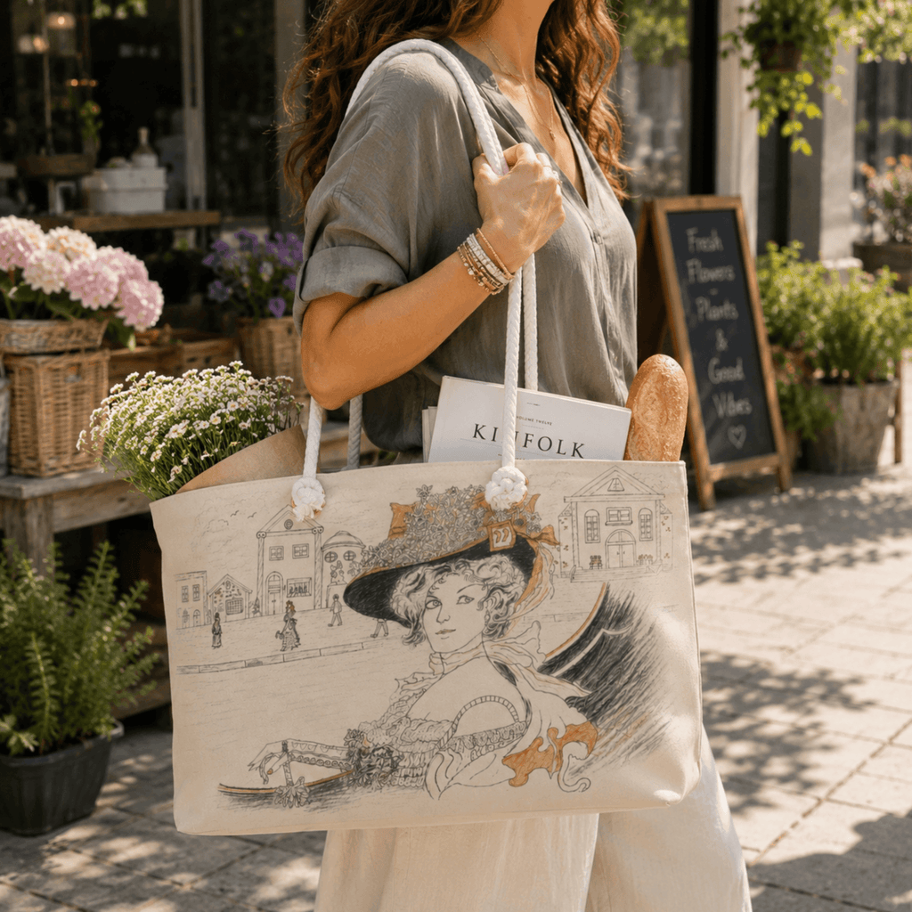 PimsArt Art Nouveau Victorian Lady Weekender Bag From Original Drawing