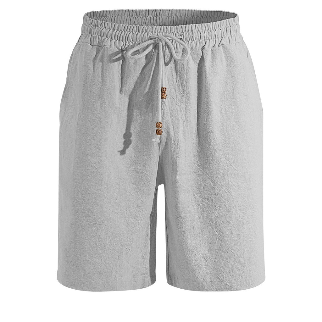 New Summer Style Men's Solid Color Cotton And Linen Shorts, Loose Sports Casual Beach Pants, Men's Cotton And Linen Breathable Shorts