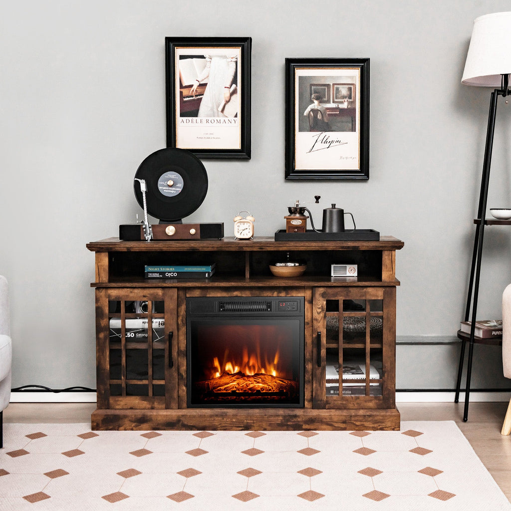 48 Inch Electric Fireplace TV Stand with Cabinets for TVs Up to 5