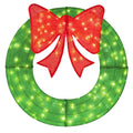 48 Inch Pre-Lit Lighted Christmas Mesh Wreath with Bow and 200 LED Bulbs