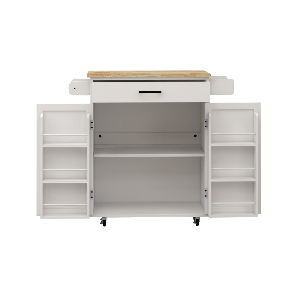 Kitchen island rolling trolley cart with 1 drawer & 2 doors with storage racks & Adjustable Shelves & towel rack
