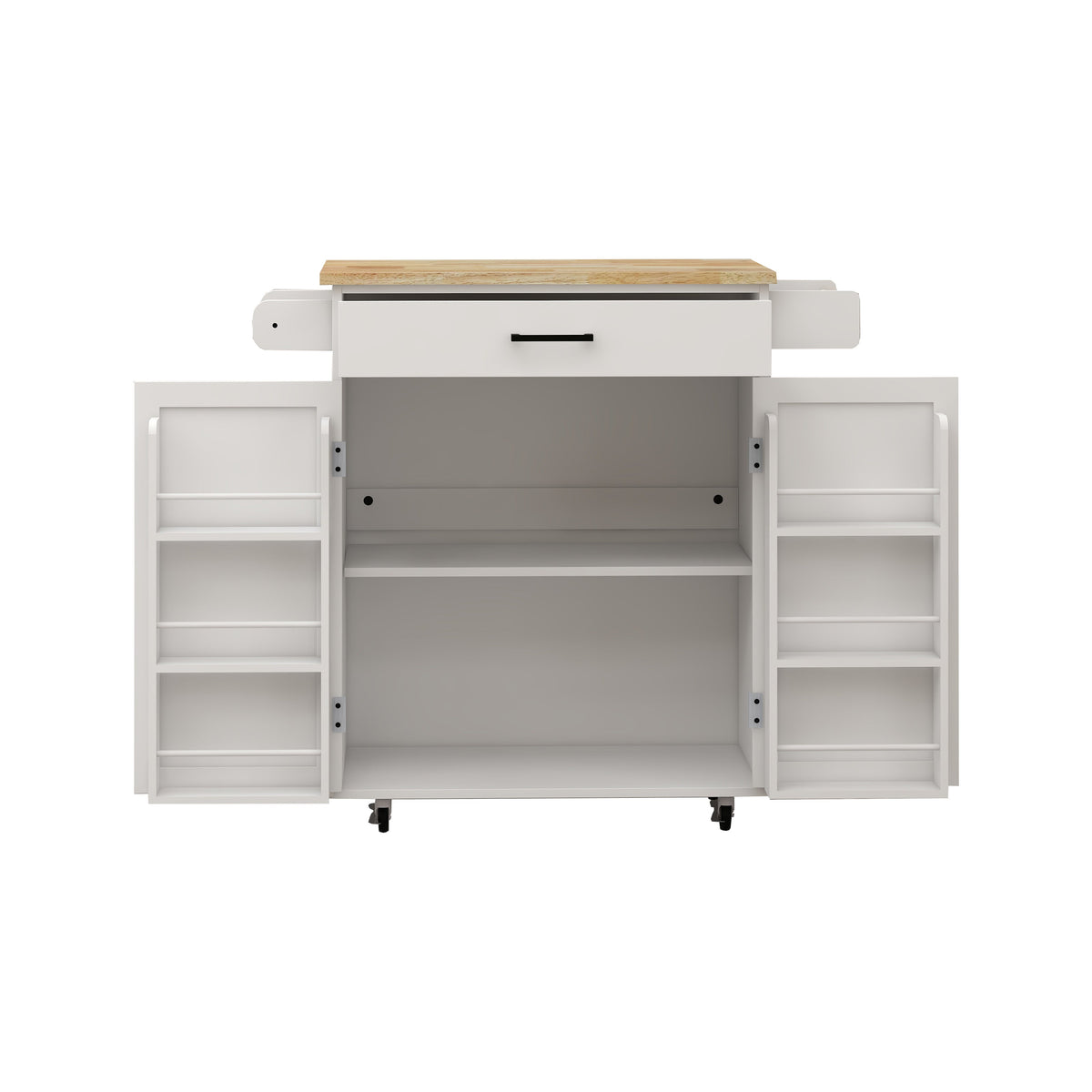 Kitchen island rolling trolley cart with 1 drawer & 2 doors with storage racks & Adjustable Shelves & towel rack