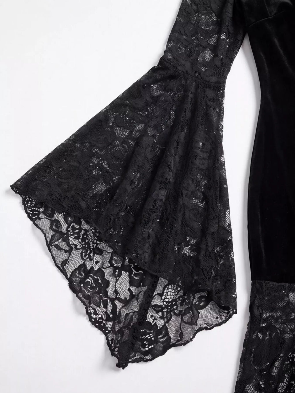 Lace V-Neck Flare Sleeve Dress