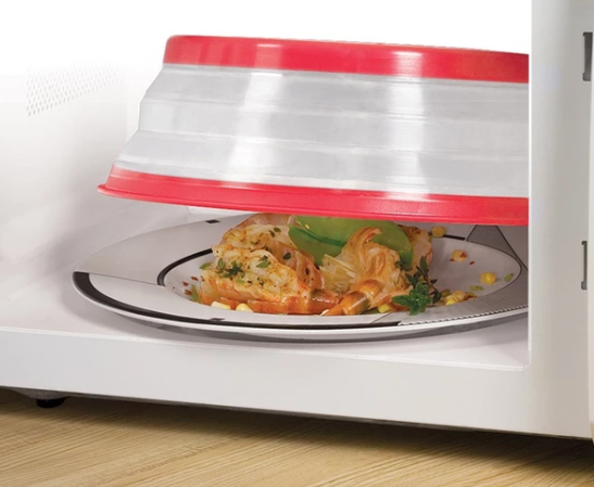 Collapsible Microwave Splash Cover | Foldable Splatter Guard Lid