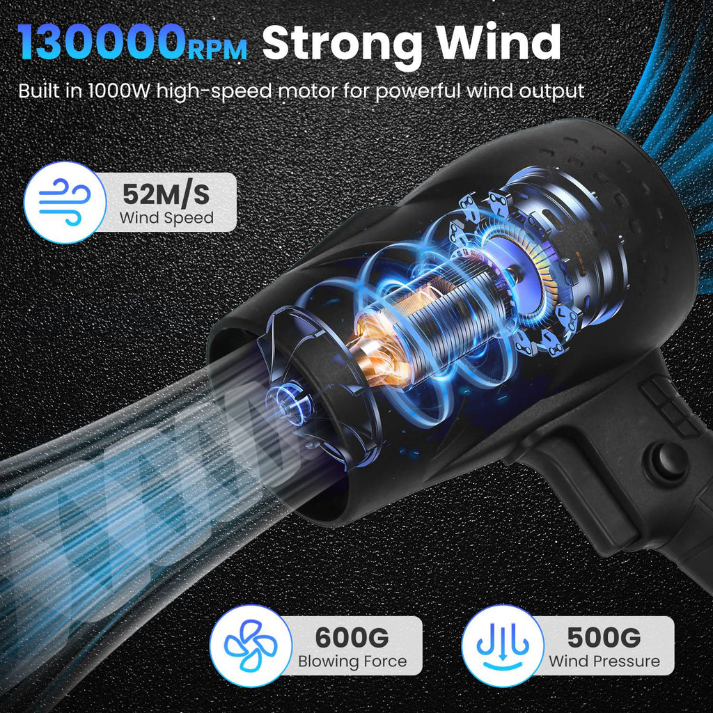 130000RPM Cordless Leaf Blower with 2×3Ah Batteries