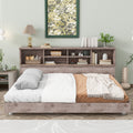Full Size Daybed Frame with Storage Bookcases Wood Light Oak