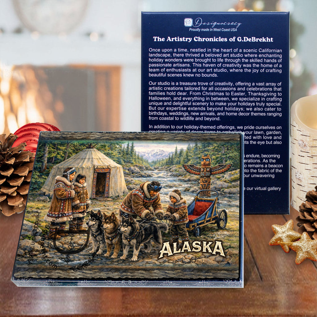 Arctic Village Dog Team Greeting Card by G. Debrekht - 97122GC