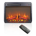 23 inch electric fireplace insert ultra thin heater with log set & realistic flame remote control