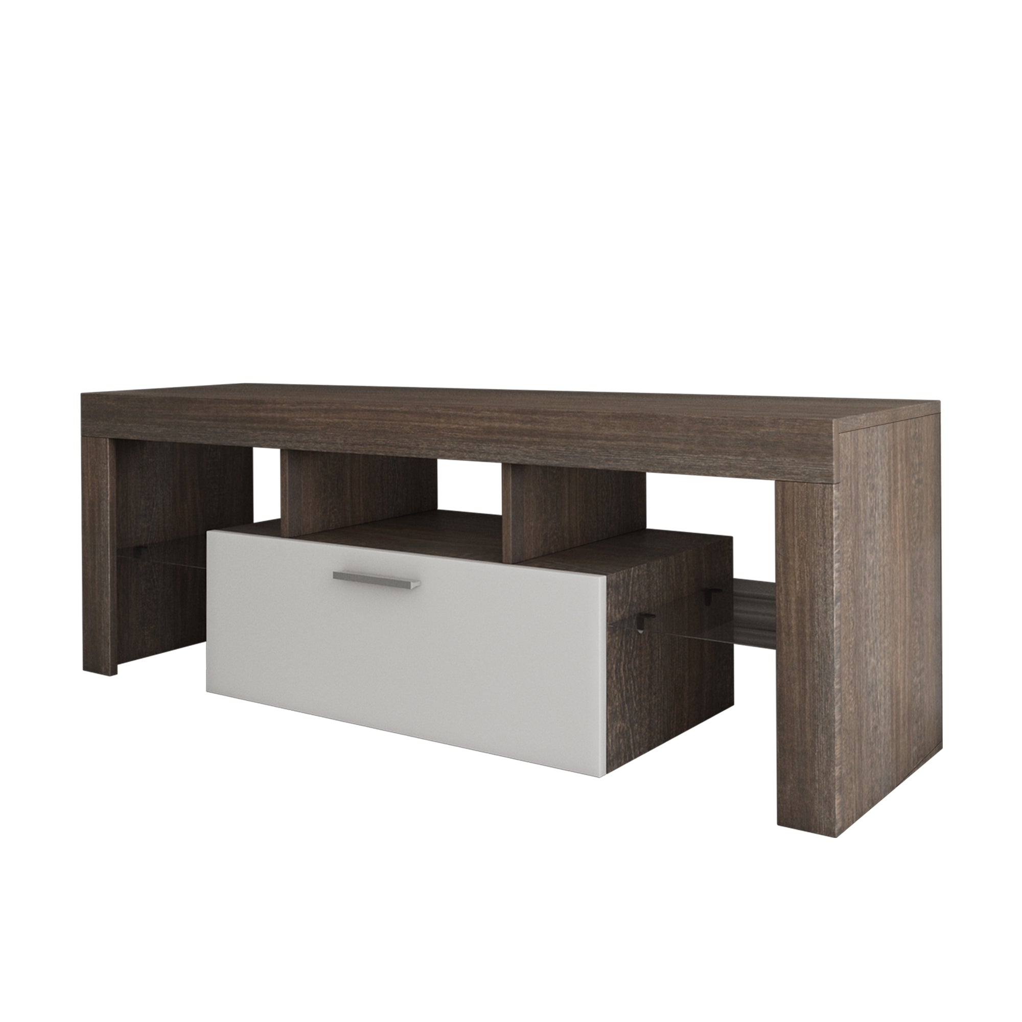 20 minutes quick assembly brown simple modern TV stand cabinet Brown + whiteTV bracket