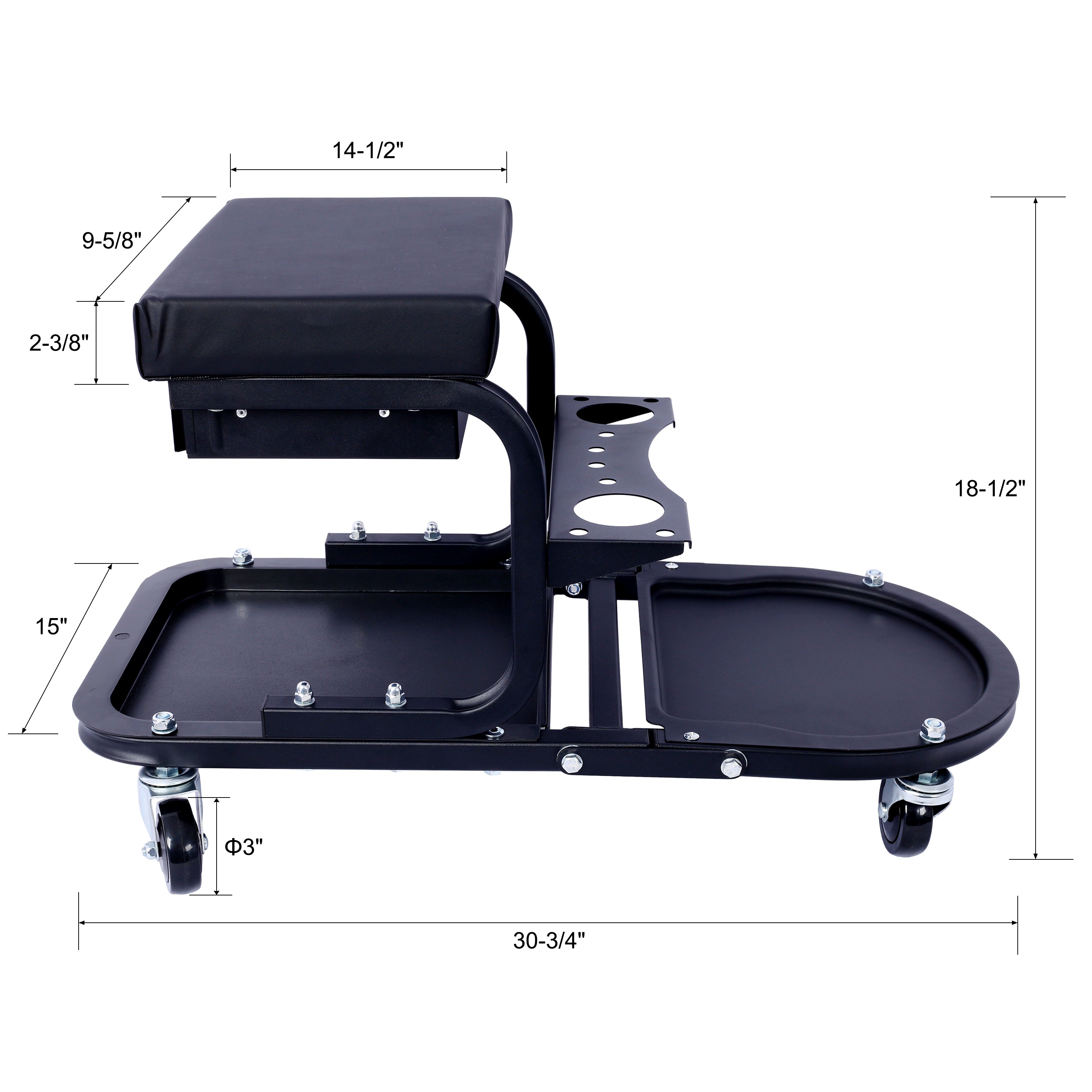 Ultimate Rolling Details and Multifunctional Car, 15'1/2 "x 8'3/4" x 18'1/2 "- Black