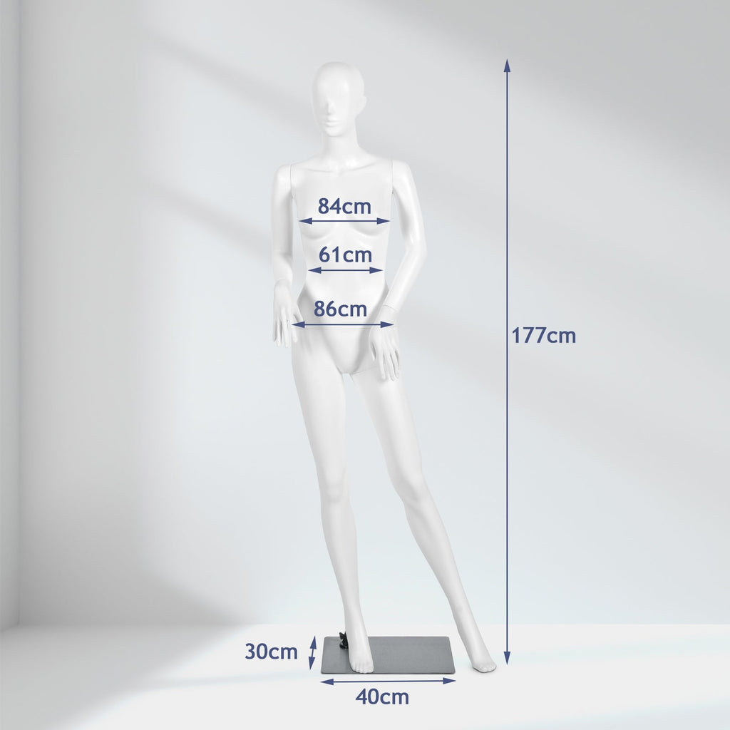 5.8 ft Plastic Female Mannequin Adjustable Detachable Manikin with Metal Stand