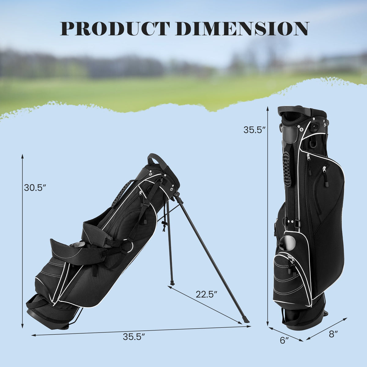 Golf Stand Cart Bag with 4 Way Divider Carry Organizer Pockets