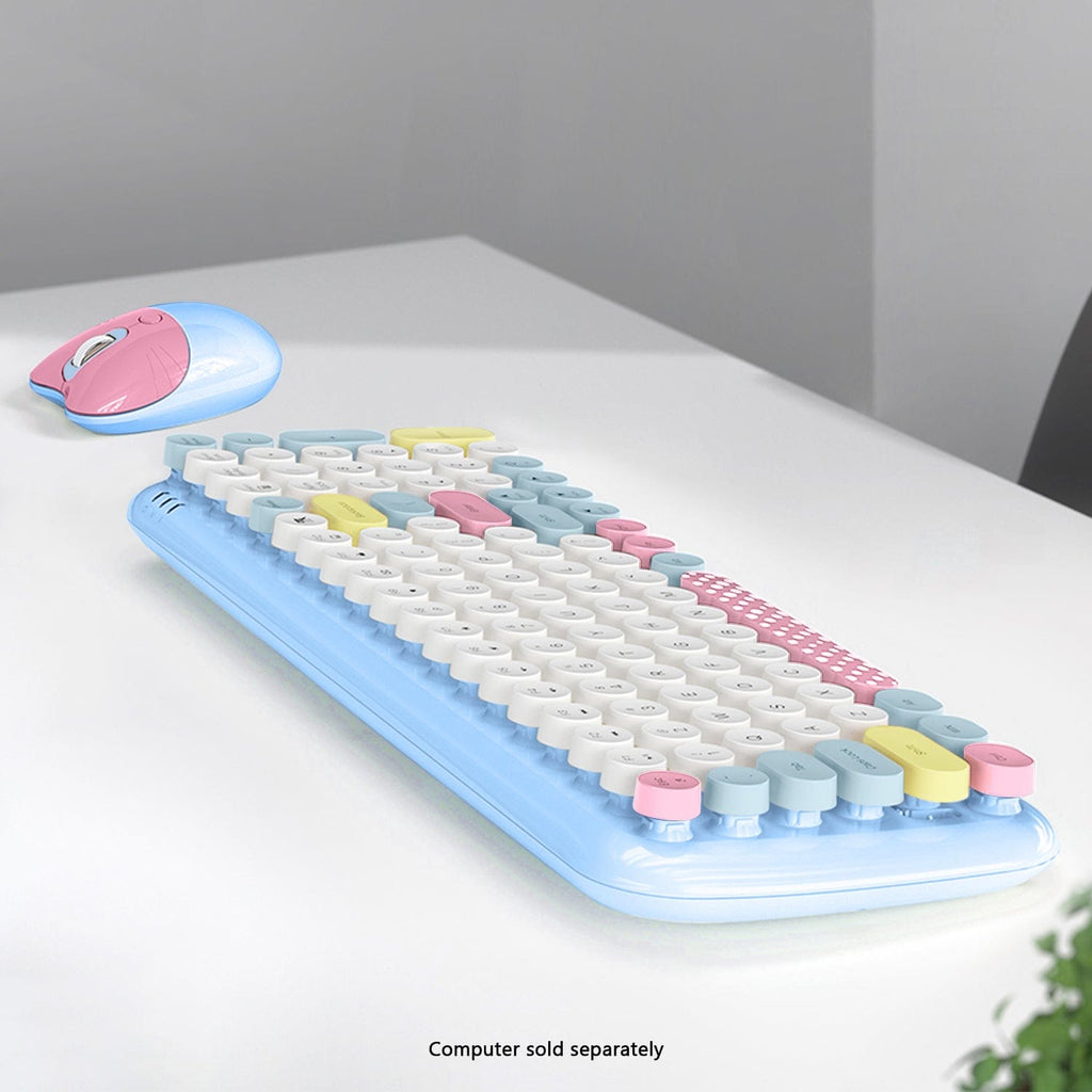 Wireless Keyboard & Mouse Combo - Soft Click, Colorful 100 Keys