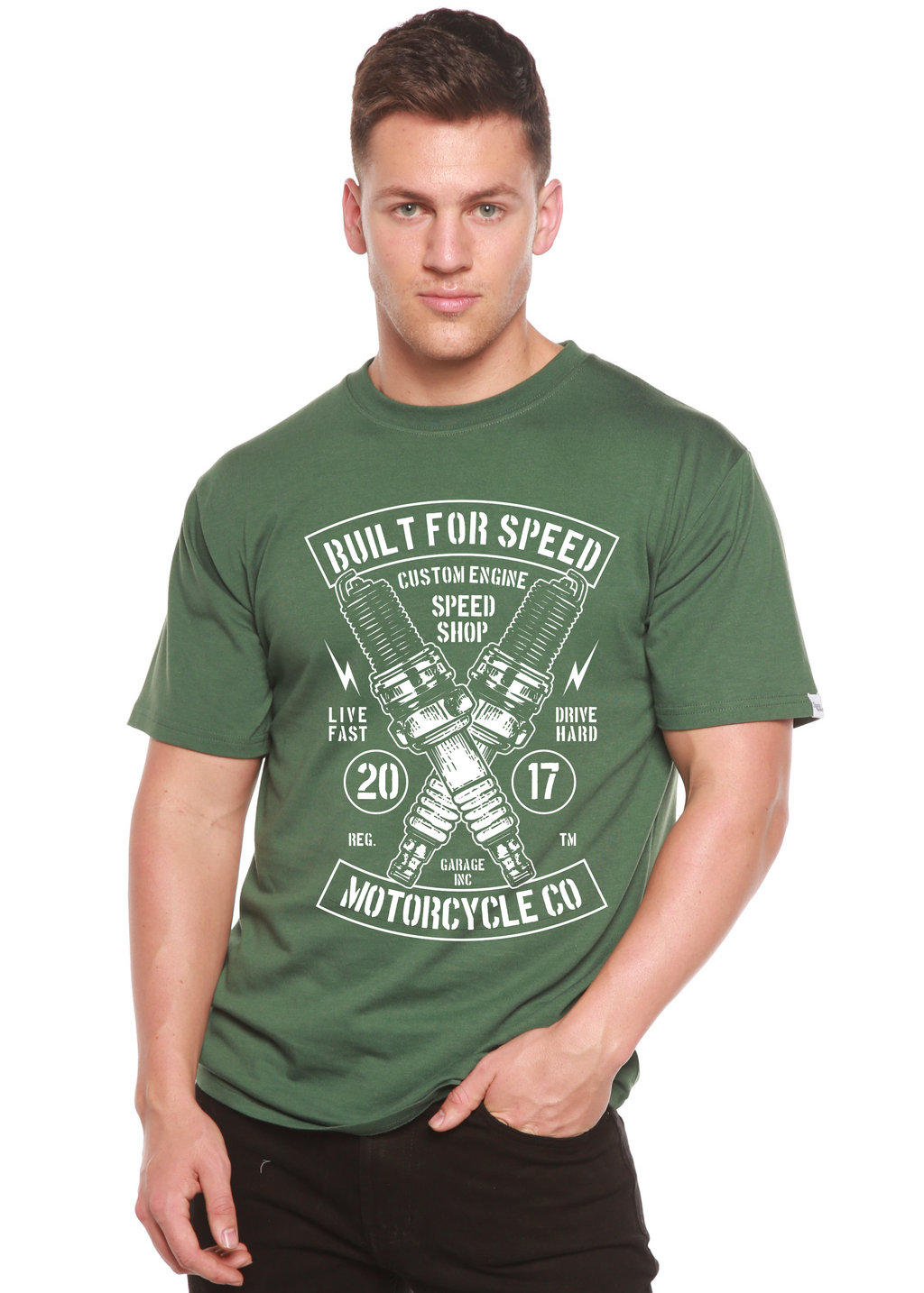 Built For Speed Men's Bamboo Viscose/Organic Cotton Short Sleeve Graphic T-Shirt