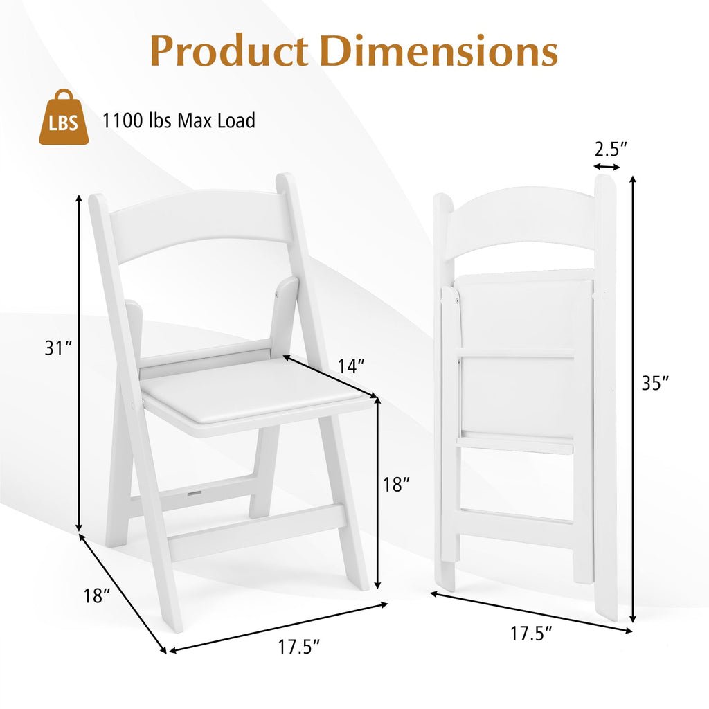 4 Pack Resin Folding Chairs with Padded Seat