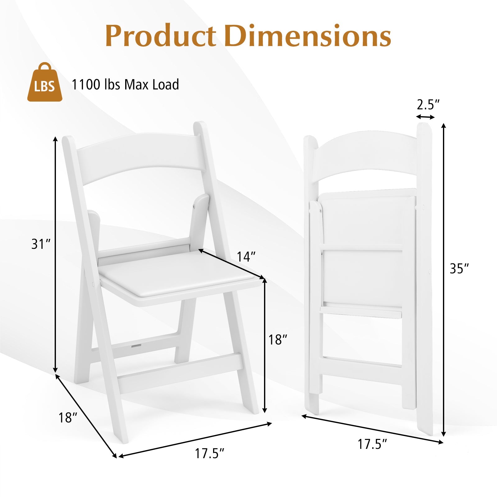 4 Pack Resin Folding Chairs with Padded Seat