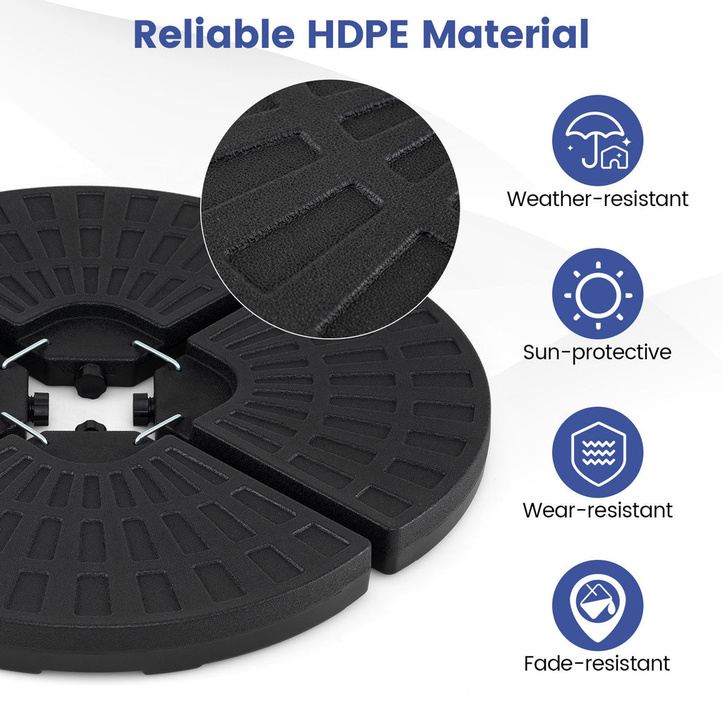 4-Piece Patio Market Umbrella Base 140 LBS Heavy-Duty with U-Locking Pins-Black