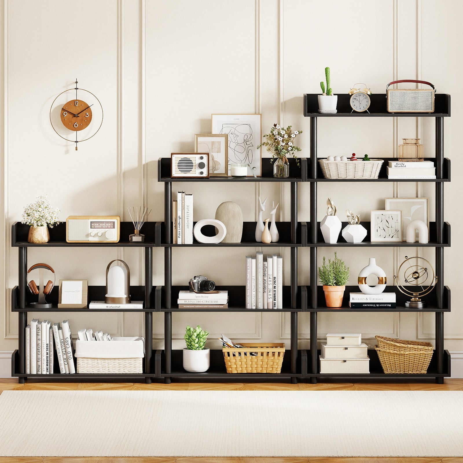 4-Tier Bookshelf Open Bookcase with Anti-Tipping Kit Industrial Storage Unit