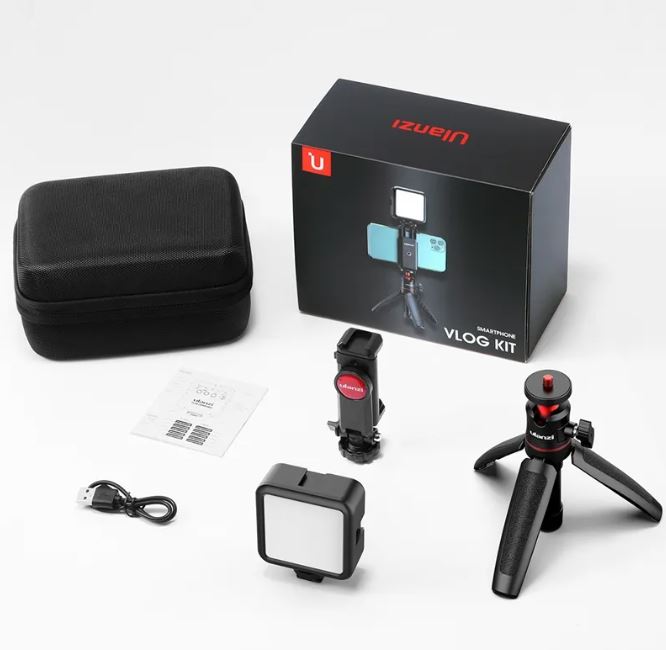 Vlog Selfie Stick with LED Fill Light & Tripod Stand