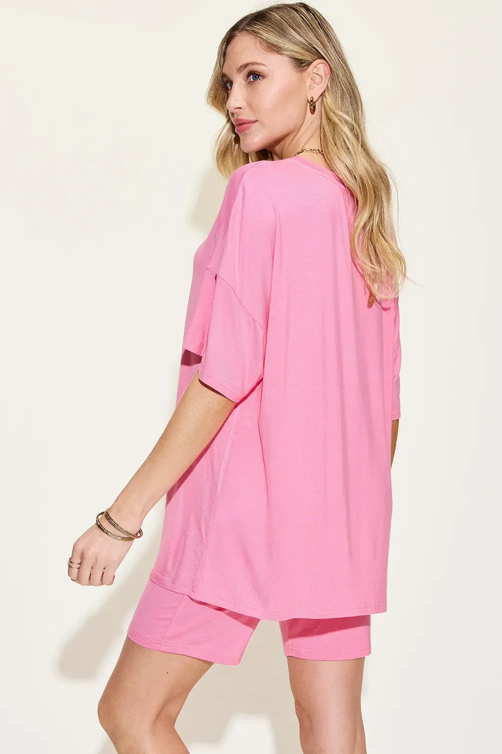 V-Neck Drop Shoulder T-Shirt and Shorts Set