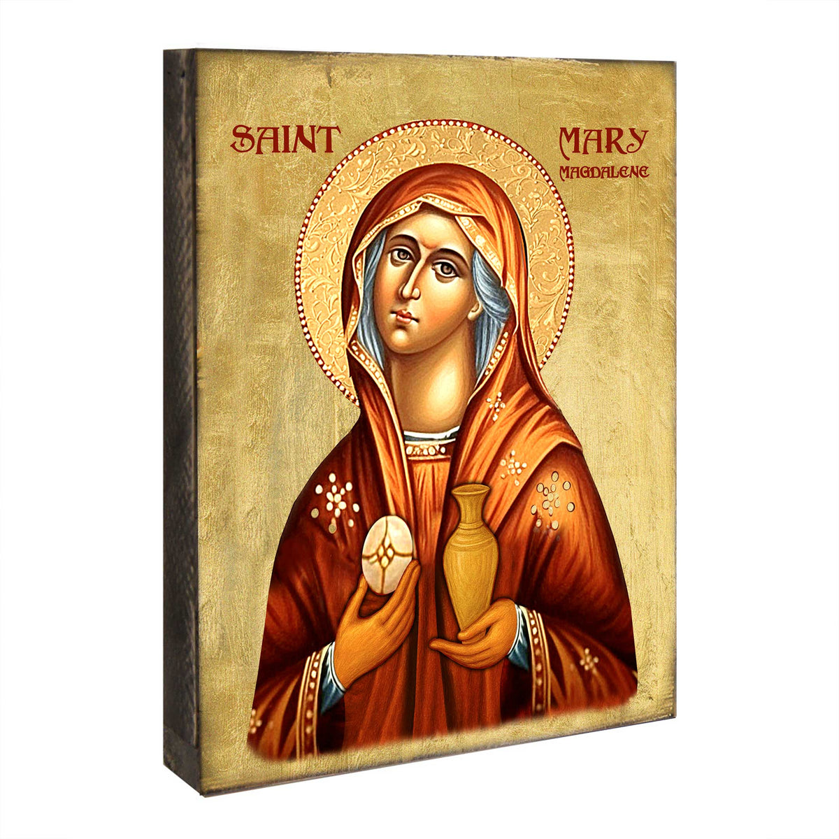 Maria Magdalena Icon – Handcrafted Wooden Religious Gold Plated Icon Decor- Inspirational Icon Decor - 85014-2