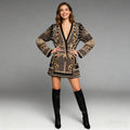 Pearl-bead Printed Petite Blazer For Women