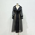 Sheer Organza Trench-Style Maxi Coat