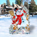 Frosty Forest Friends Snowman Christmas Outdoor Scene by D. Gelsinger - Christmas Santa Snowman Decor - 8461026F-1624