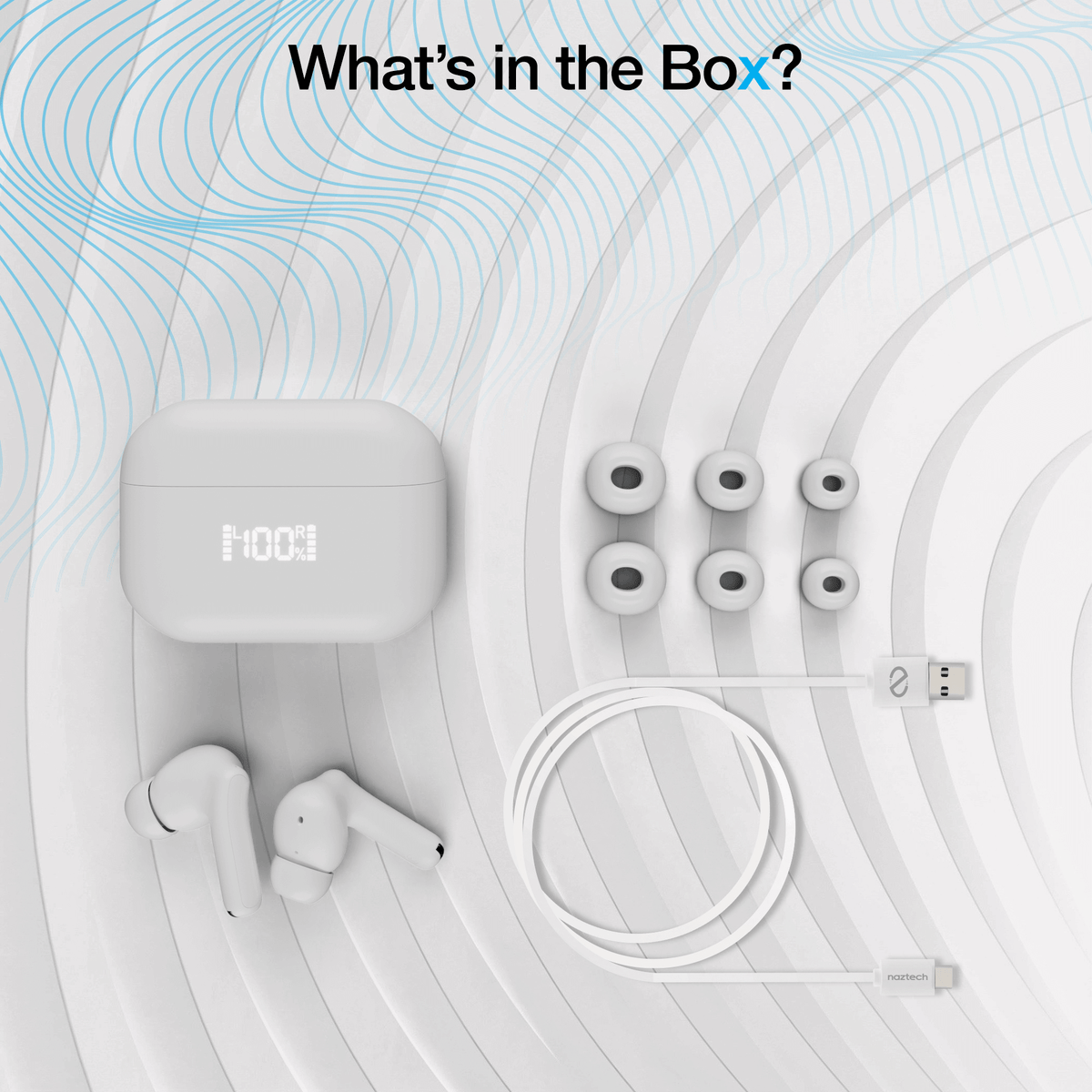 Naztech Xpods ANC Active Noise Cancelling True Wireless Earbuds with Wireless Charging Case