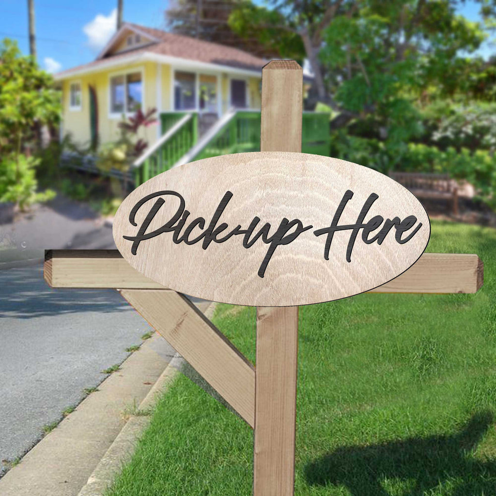 Pick-up Here sign, Business sign, Restaurant sign, Made in the USA sign, Made from wood - 320328