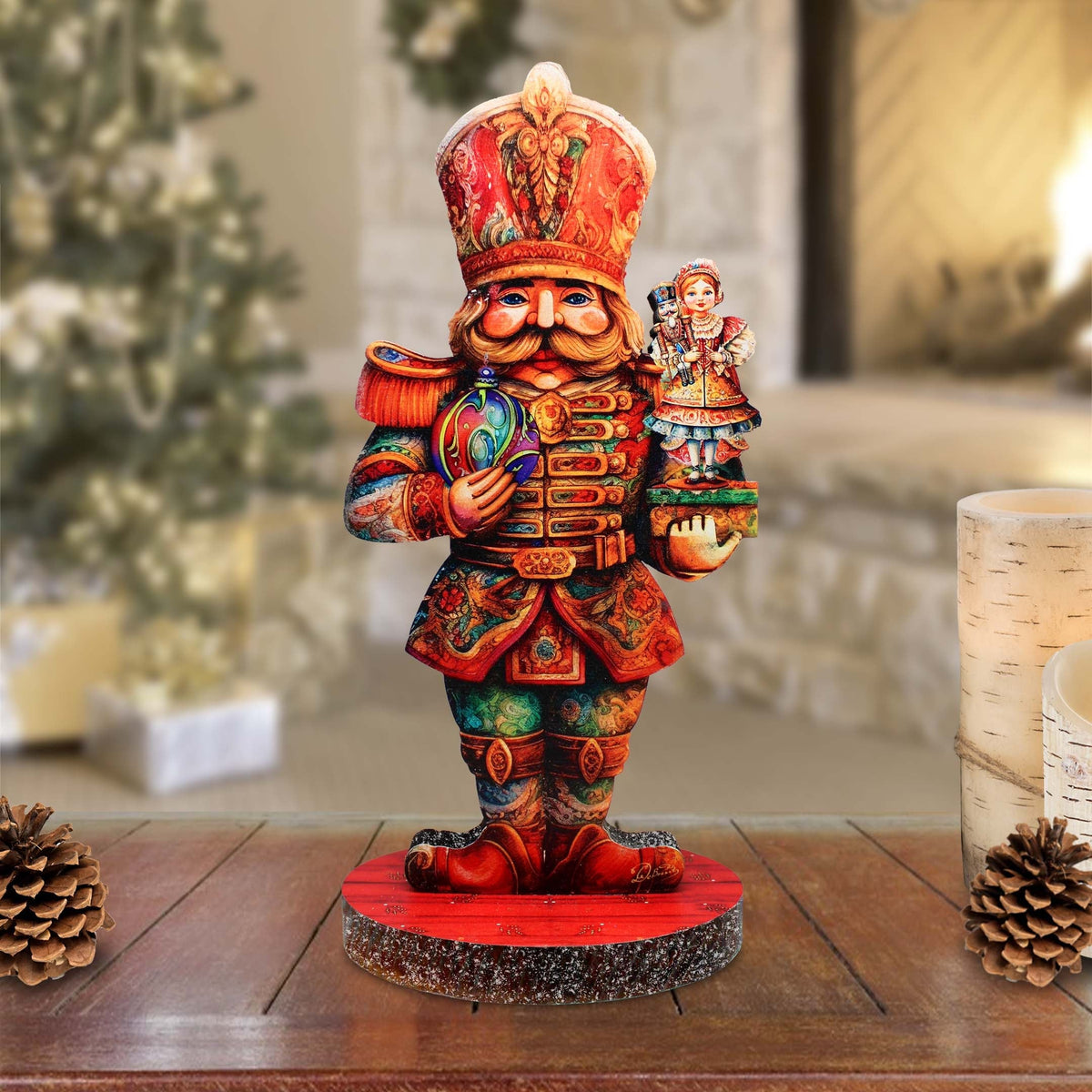 Enchanting Clara and Nutcracker Prince Limited Edition Wooden Figurine by G. Debrekht - Centerpiece for Christmas Decor - 89316