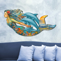 Mermaid & Dolphins Coastal Outdoor Decor by G. Debrekht - Coastal Sea-Life Decor - 81985143F